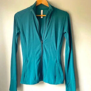 ATHLETA Womens Shanti Jacket Billiard Powervita Teal Blue Athleisure Stretch, XS
